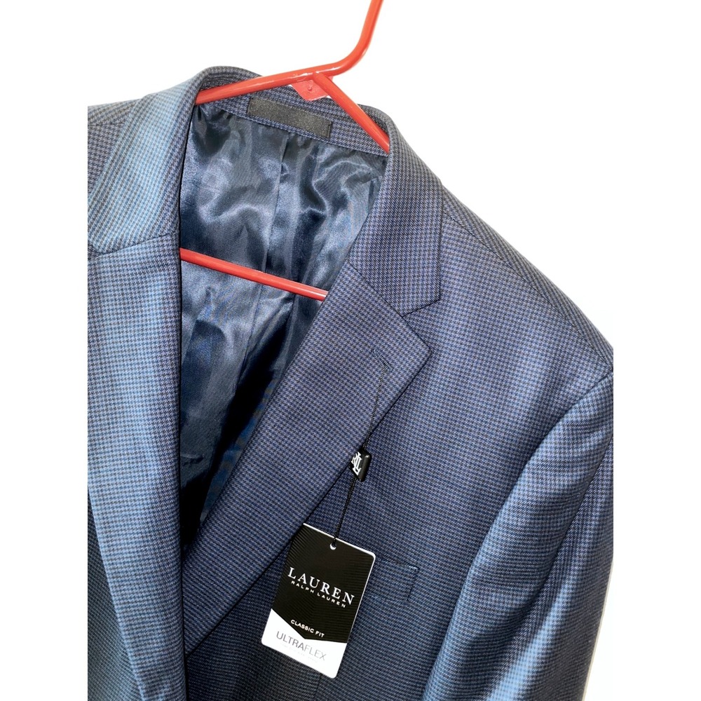 Lauren Ralph Lauren New w/tags 46R Navy Houndstooth Ultraflex Classic Fit Blazer